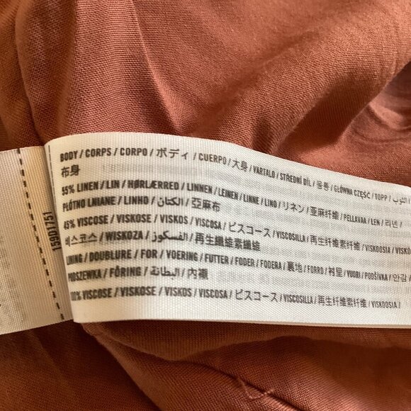 Abercrombie & Fitch Button-Up Linen-Blend Dress Size Small Rust Long SLeeve - Picture 3 of 8